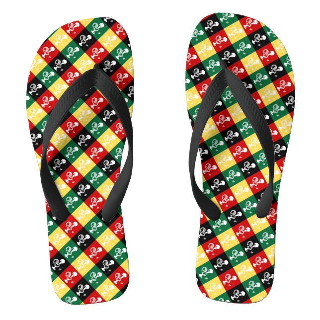 Portugiesischer Rooster von Barcelos farbenprächti Flip Flops (Fußbett)
