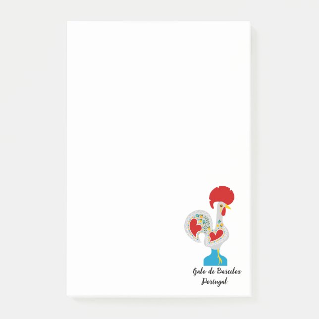 Portugiesischer Rooster von Barcelos in Weiß Post-it Klebezettel (Vorderseite)