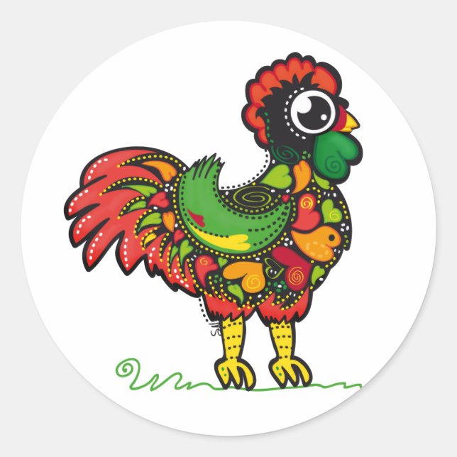 Portugiesischer Roosteraufkleber Runder Aufkleber (Vorderseite)