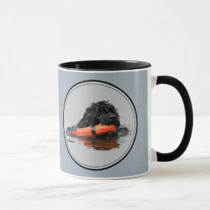 Portugiesischer Wasser-Hund mit orange Stoßdämpf Tasse