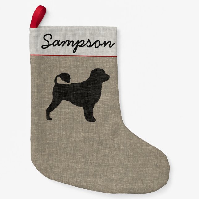 Portugiesischer Wasser-HundeSilhouette Portie Kleiner Weihnachtsstrumpf (Vorderseite)