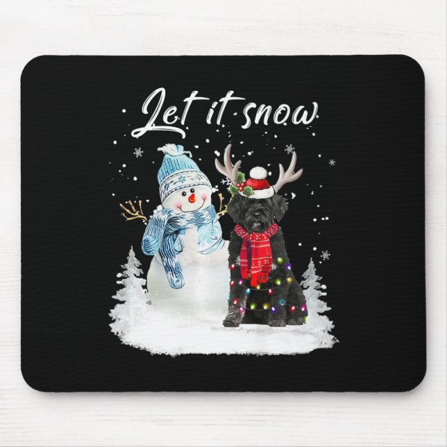 Portugiesischer Wasserdog Weihnachtsschneemann X Mousepad (Vorne)