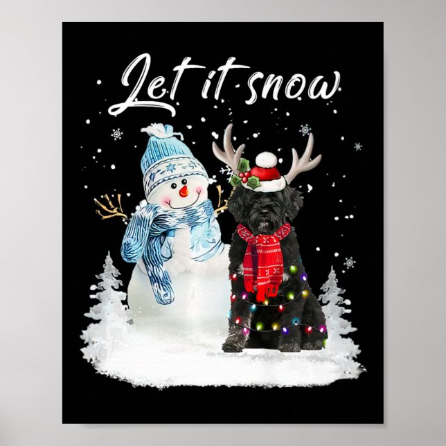 Portugiesischer Wasserdog Weihnachtsschneemann X Poster (Vorne)