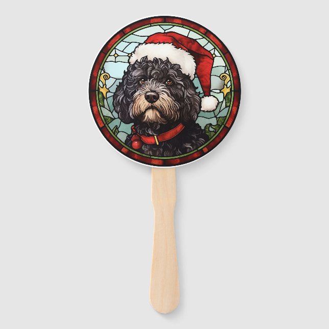 Portugiesischer Wasserhund Festgläserweihnachtsfes Fächer (Vorderseite)