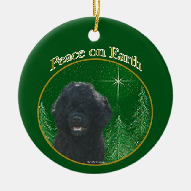 Portugiesischer Wasserhund Frieden Keramik Ornament (Vorne)