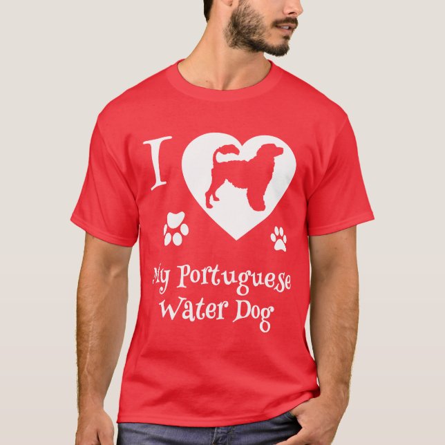Portugiesischer Wasserhund für Portie Dog lustig V T-Shirt (Vorderseite)