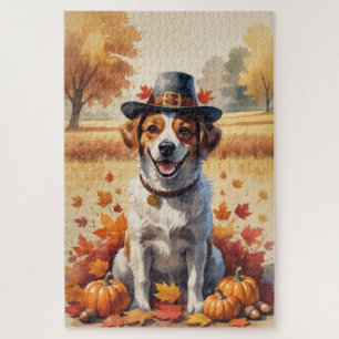 Portugiesischer Wasserhund im Herbst verlässt Ernt