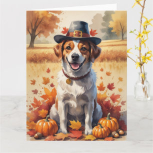 Portugiesischer Wasserhund im Herbst verlässt Ernt Karte