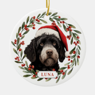 Portugiesischer Wasserhund Keramik-Kreis-Ornament Keramik Ornament
