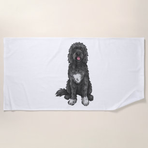 Portugiesischer Wasserhund Niedlicher Hund Kunst Strandtuch
