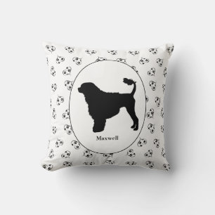 Portugiesischer Wasserhund Silhouette Schwarz/Weiß Kissen