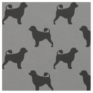 Portugiesischer Wasserhund Silhouetten Grau und Sc Stoff