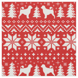 Portugiesischer Wasserhund Silhouetten Weihnachtsf Stoff