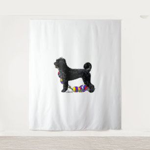 Portugiesischer Wasserhund Stehend mit Schwimmlini Wandteppich