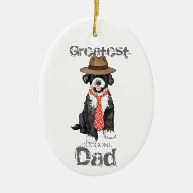Portugiesischer Wasserhund Vater Keramik Ornament (Vorne)