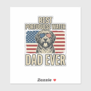 Portugiesischer Wasserhund-Vater Patriotisch Vinta Aufkleber