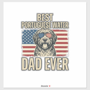 Portugiesischer Wasserhund-Vater Patriotisch Vinta Aufkleber