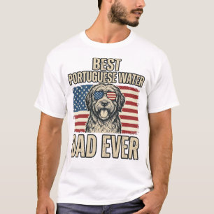 Portugiesischer Wasserhund-Vater Patriotisch Vinta T-Shirt