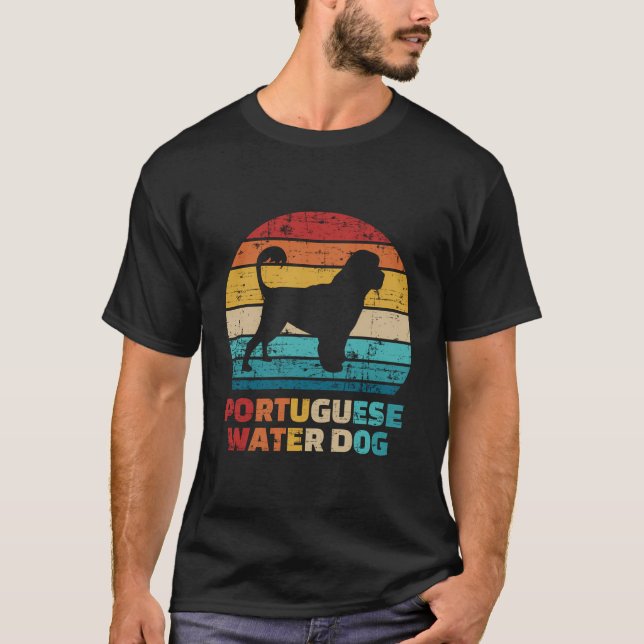 Portugiesischer Wasserhund Vintag T-Shirt (Vorderseite)