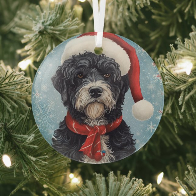 Portugiesischer Wasserhund Weihnachten Ornament Aus Glas (InSitu)