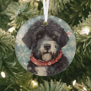 Portugiesischer Wasserhund Weihnachten Ornament Aus Glas