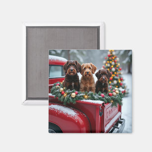 Portugiesischer Wasserhund Weihnachten Rotes Lastw Magnet