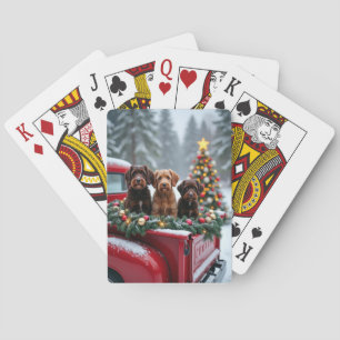 Portugiesischer Wasserhund Weihnachten Rotes Lastw Spielkarten