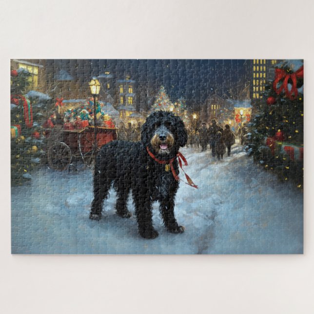 Portugiesischer Wasserhund Weihnachten Weihnachtsz (Horizontal)