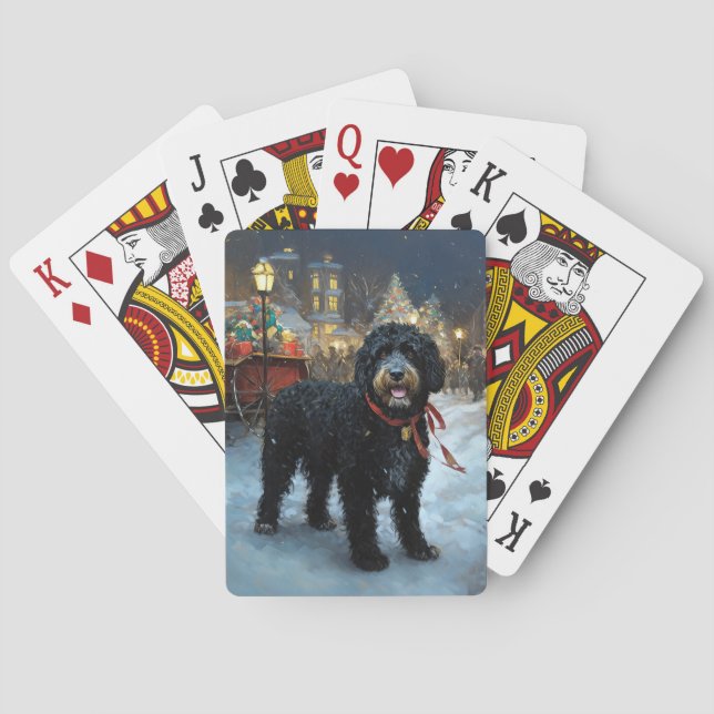 Portugiesischer Wasserhund Weihnachten Weihnachtsz Spielkarten (Rückseite)