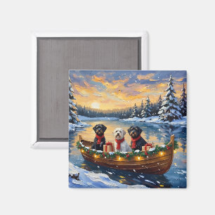 Portugiesischer Wasserhund Weihnachtsboot Urlaub Magnet