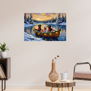 Portugiesischer Wasserhund Weihnachtsboot Urlaub Poster