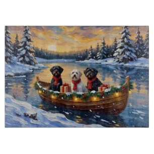 Portugiesischer Wasserhund Weihnachtsboot Urlaub Schneidebrett