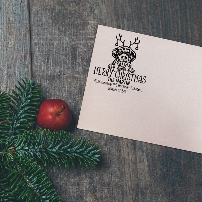 Portugiesischer Wasserhund Weihnachtsfeiertage Rüc Gummistempel (Von Creator hochgeladen)