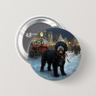 Portugiesischer Wasserhund Weihnachtsfestliche Sai Button