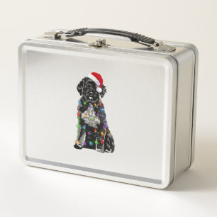 Portugiesischer Wasserhund Weihnachtslicht Weihnac Metall Brotdose