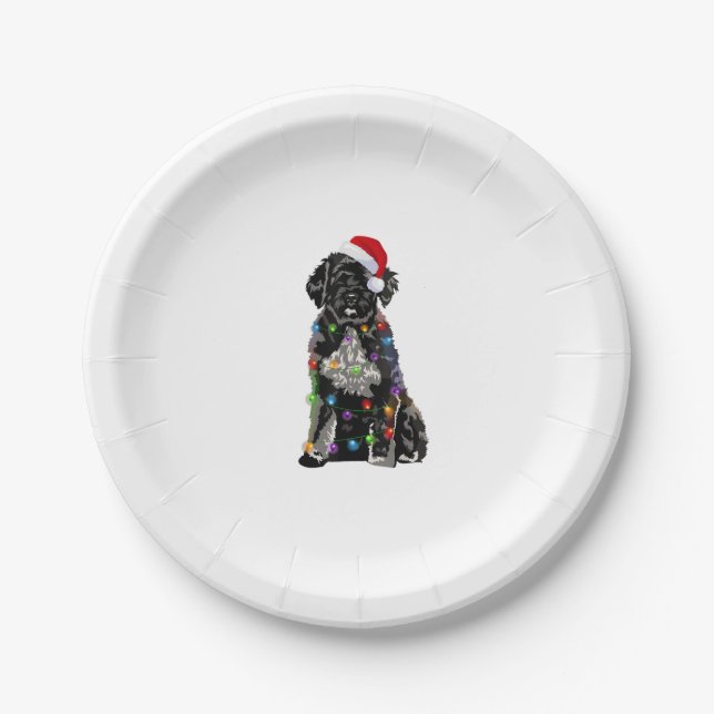 Portugiesischer Wasserhund Weihnachtslicht Weihnac Pappteller (Vorderseite)