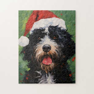 Portugiesischer Wasserhund Weihnachtsmalerei