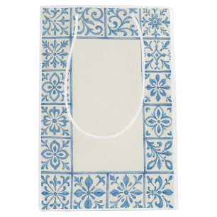 Portugiesisches Azulejo-Fliesen blau stationäres D Mittlere Geschenktüte