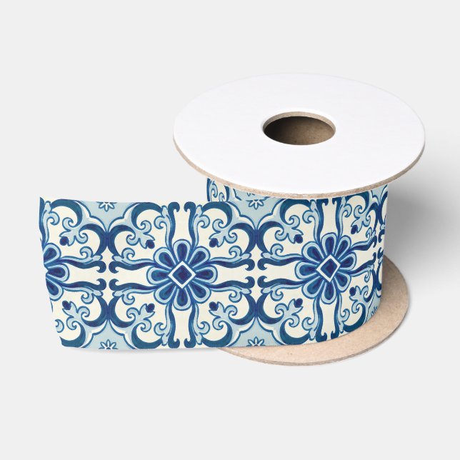 Portugiesisches Azulejos-Muster Satinband (Spule)