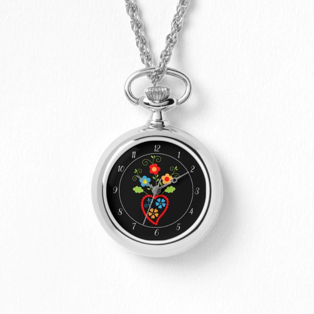 Portugiesisches blühendes Herz Armbanduhr (Vorderseite)