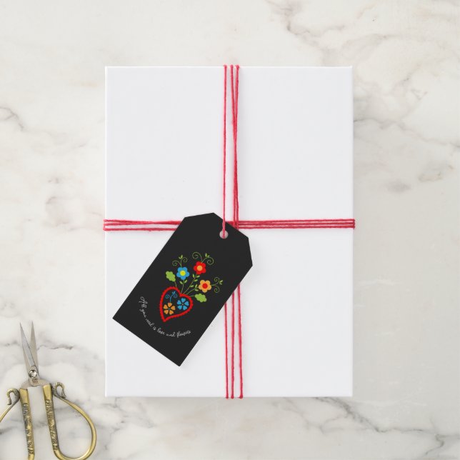 Portugiesisches blühendes Herz Geschenkanhänger (Mit Garn)