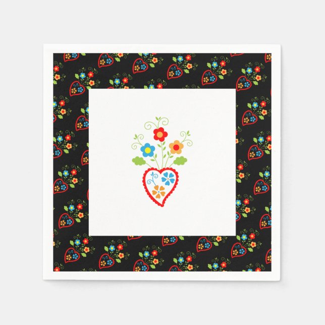 Portugiesisches blühendes Herz Serviette (Vorderseite)