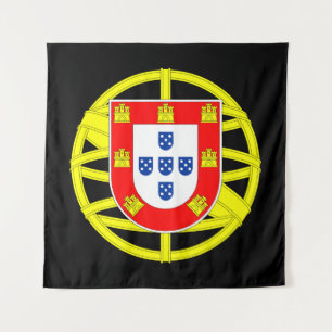 Portugiesisches Emblem Schwarzer Teppich Wandteppich