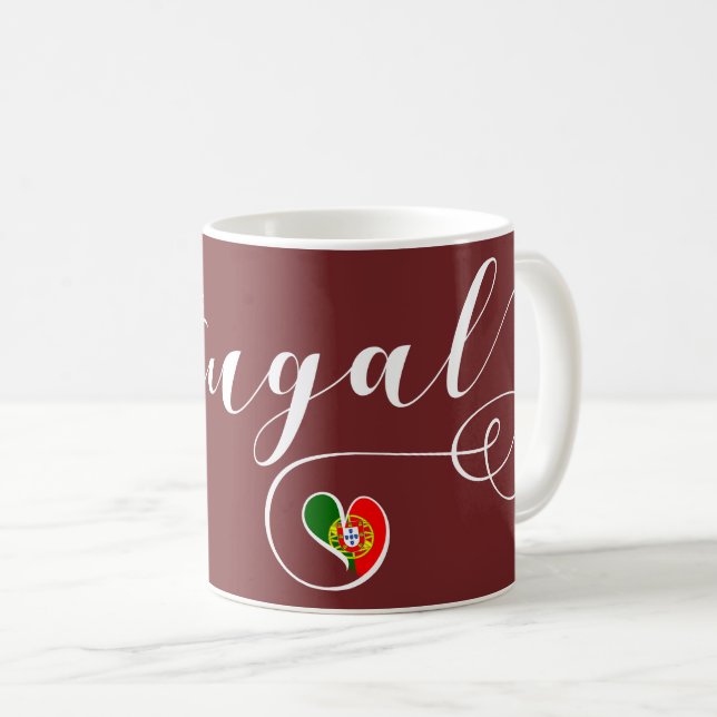 Portugiesisches Flaggenherz, Portugal Kaffeetasse (VorderseiteRechts)