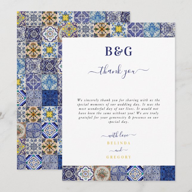 Portugiesisches Fliesenmuster Dankeskarte (Vorne/Hinten)