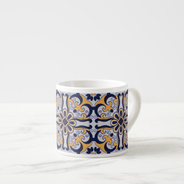 Portugiesisches Fliesenmuster Espressotasse (Vorderseite Rechts)