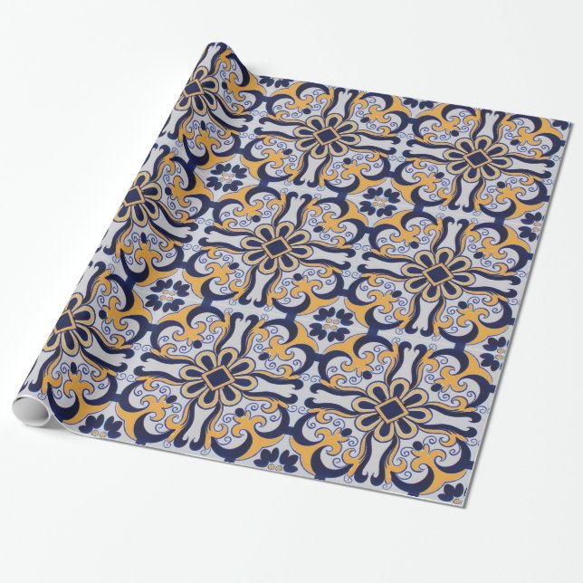 Portugiesisches Fliesenmuster Geschenkpapier (Ungerollt)