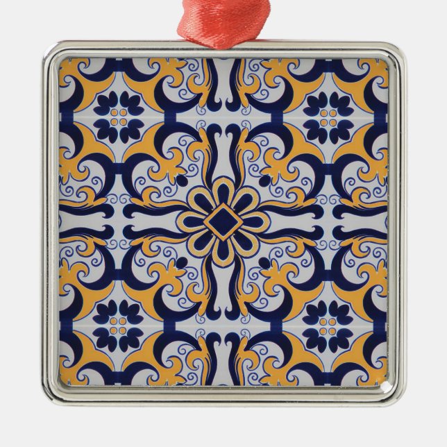 Portugiesisches Fliesenmuster Ornament Aus Metall (Vorne)