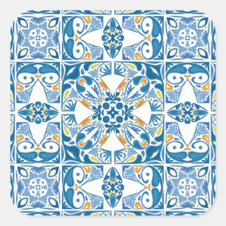 Portugiesisches Fliesenmuster Quadratischer Aufkleber