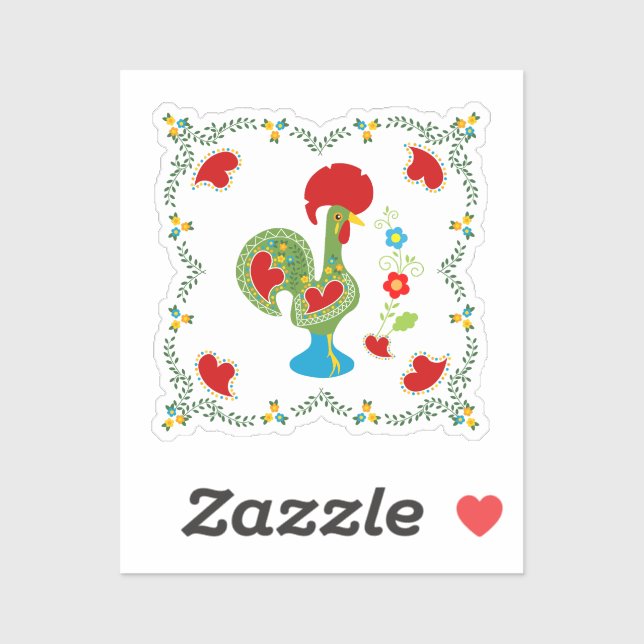 Portugiesisches Glücksroster in grüner Farbe Aufkleber (Blatt)